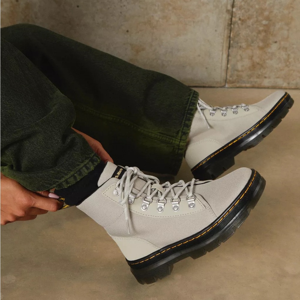 Dr Doc Martens Womens Air Wair Taupe Lace Up Combat Boots Size 8 NEW - Picture 2 of 11